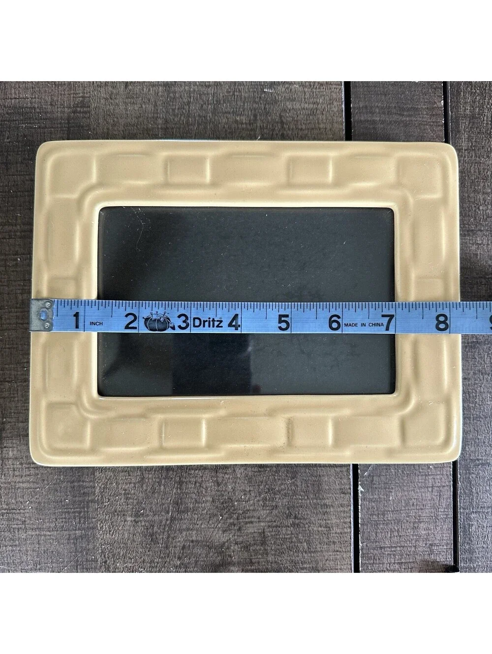 Beige Ceramic Basket Weave Picture Frame 4x6 Tabletop Wall Mount 8.5x6.5